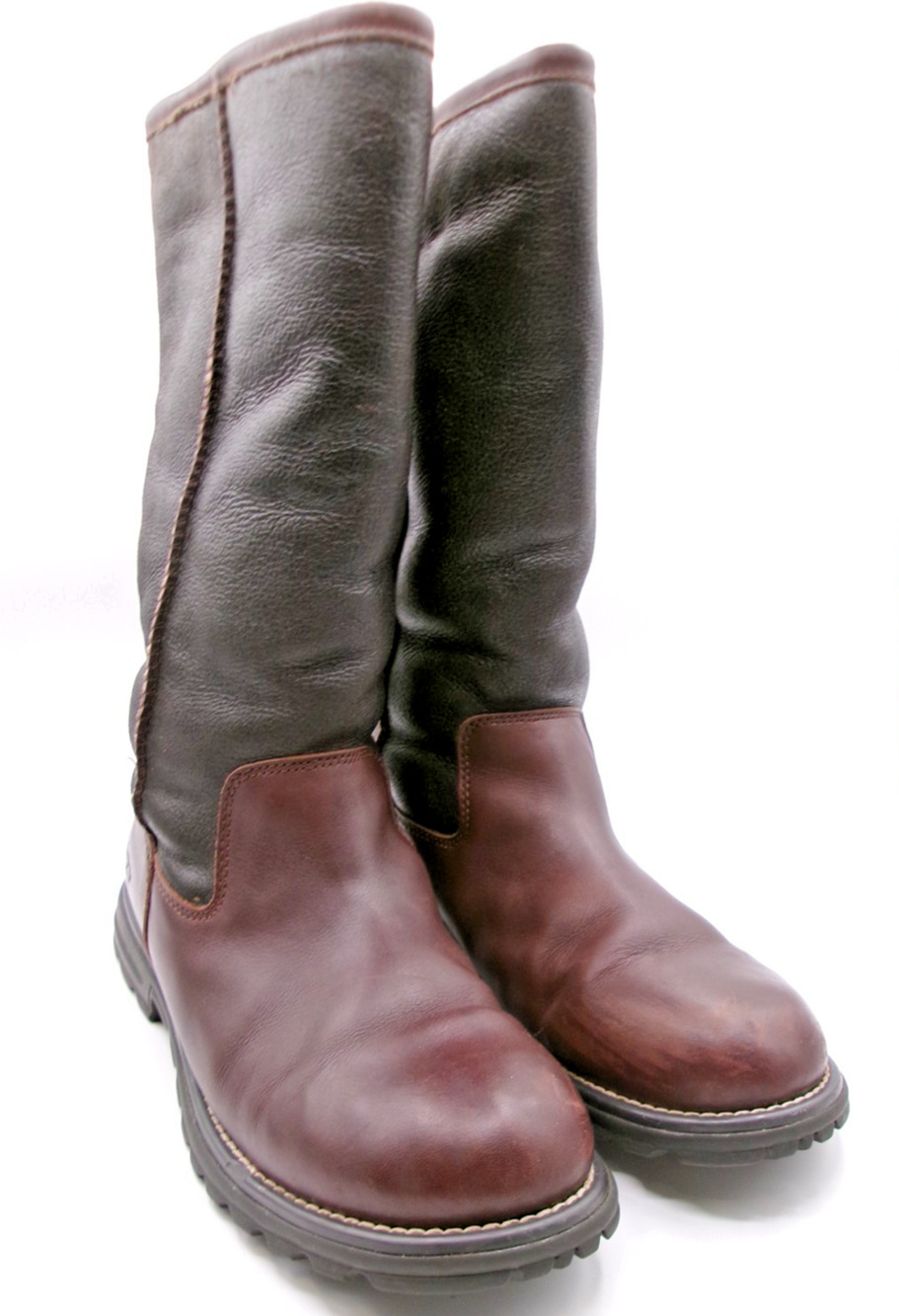 UGG Brooks Tall 5490 Brown Leather Shearling Lined Boots Women’s Size 9
